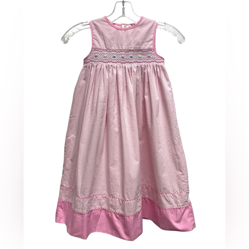 Rosalina Collection Girls Pink/White Gingham Smocked Dress Size 4T